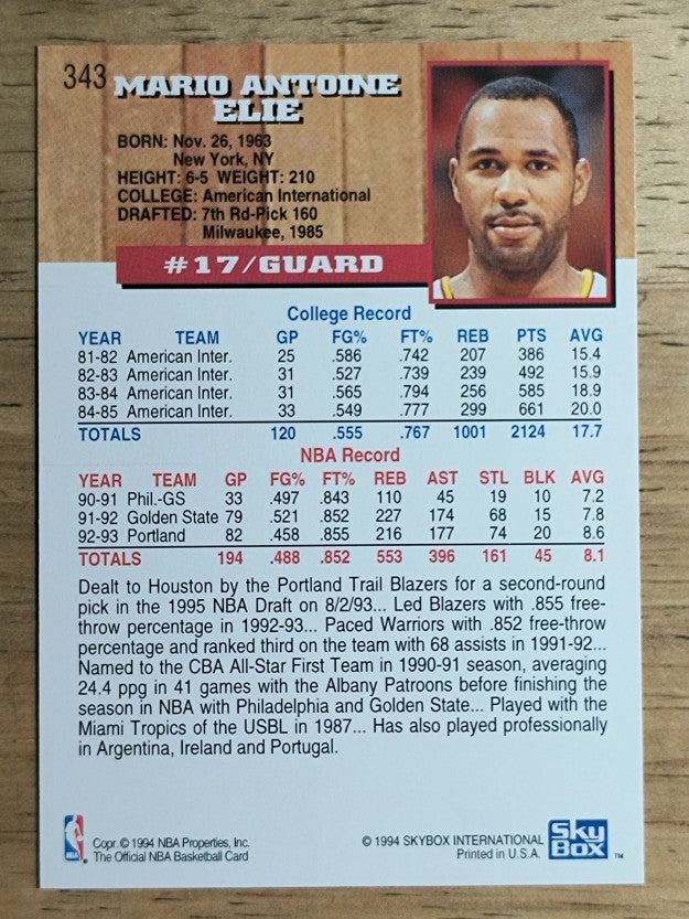 1993-94 Hoops #343 Mario Elie