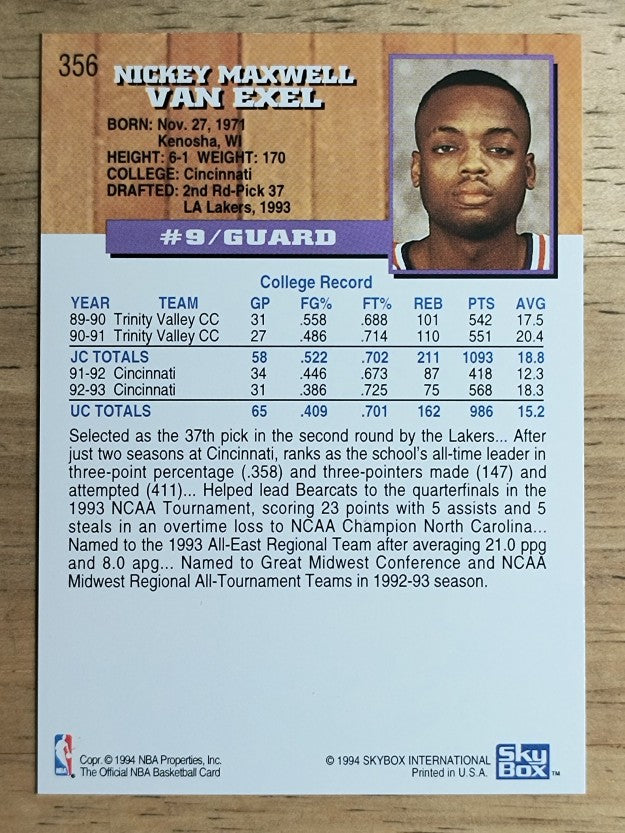 1993-94 Hoops #356 Nick Van Exel RC