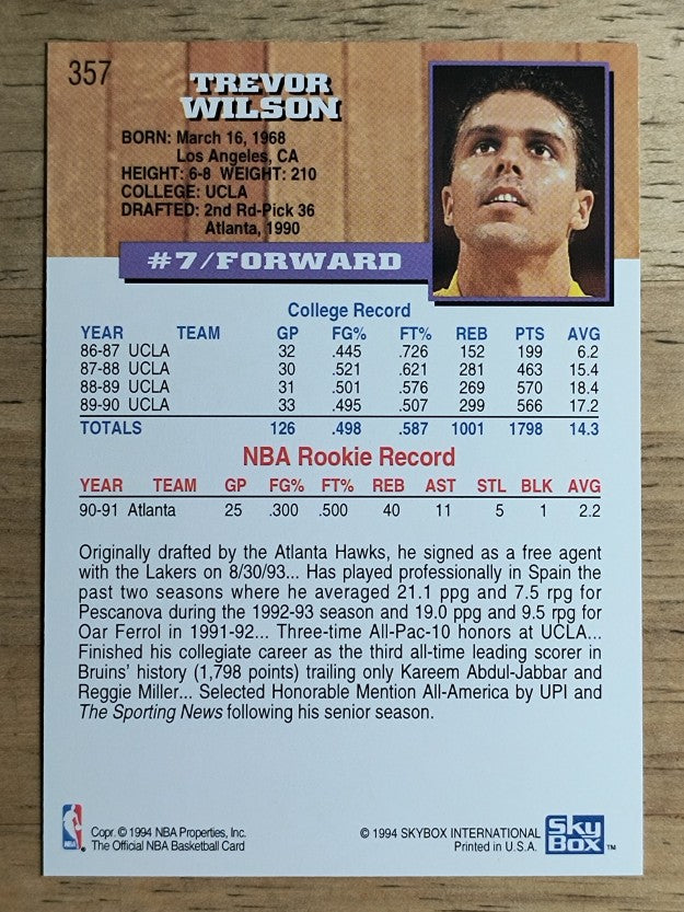1993-94 Hoops #357 Trevor Wilson