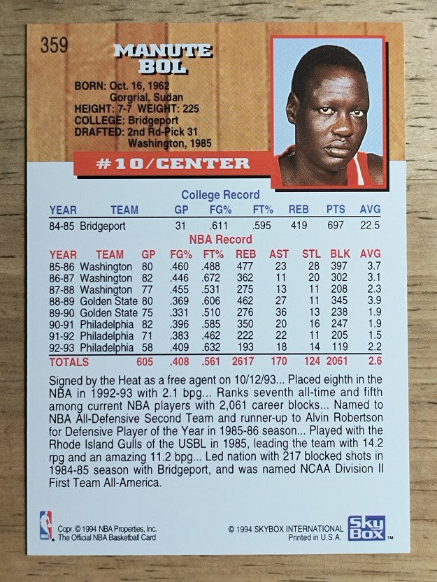 1993-94 Hoops #359 Manute Bol