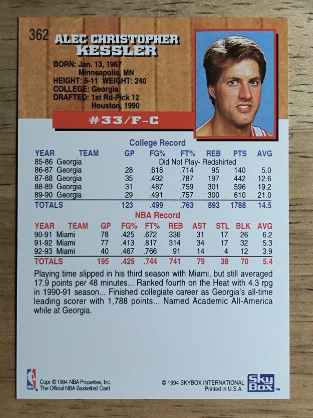 1993-94 Hoops #362 Alec Kessler