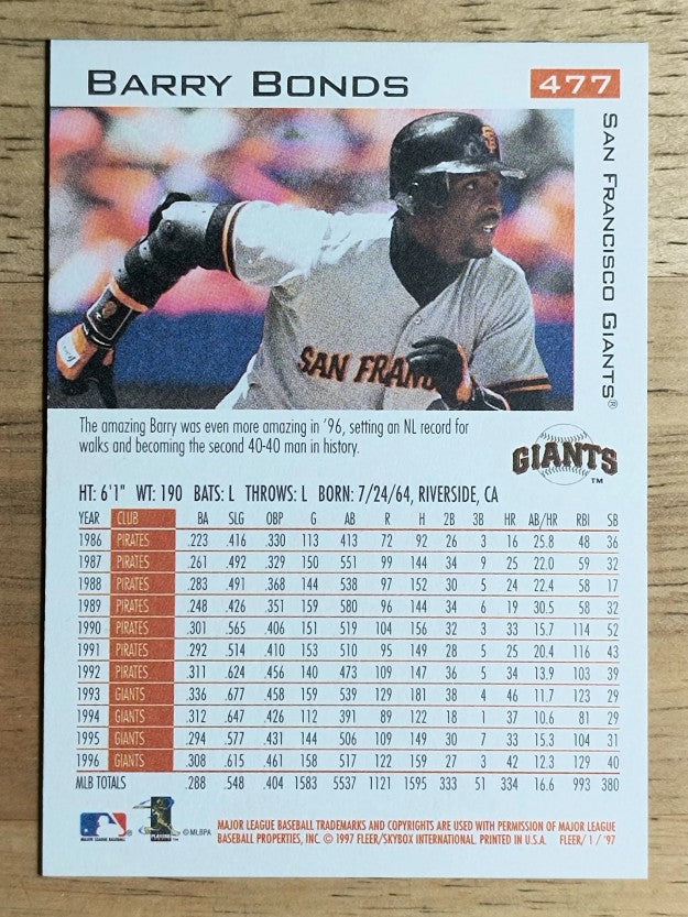 1997 Fleer #477 Barry Bonds