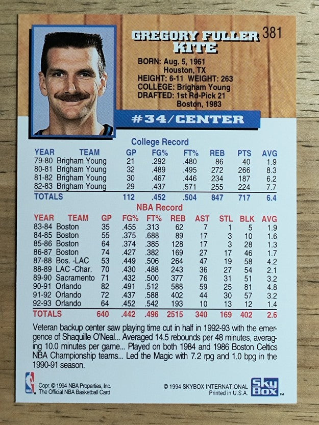 1993-94 Hoops #381 Greg Kite