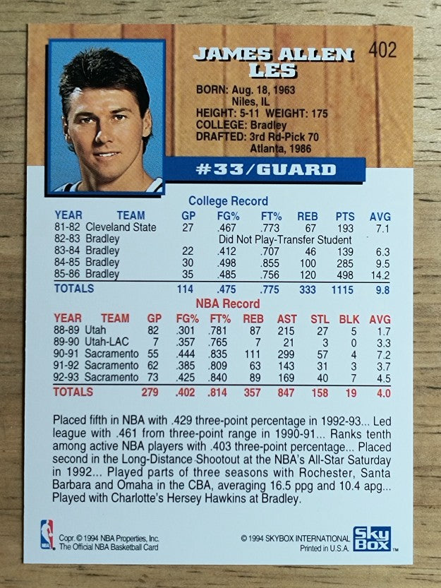1993-94 Hoops #402 Jim Les
