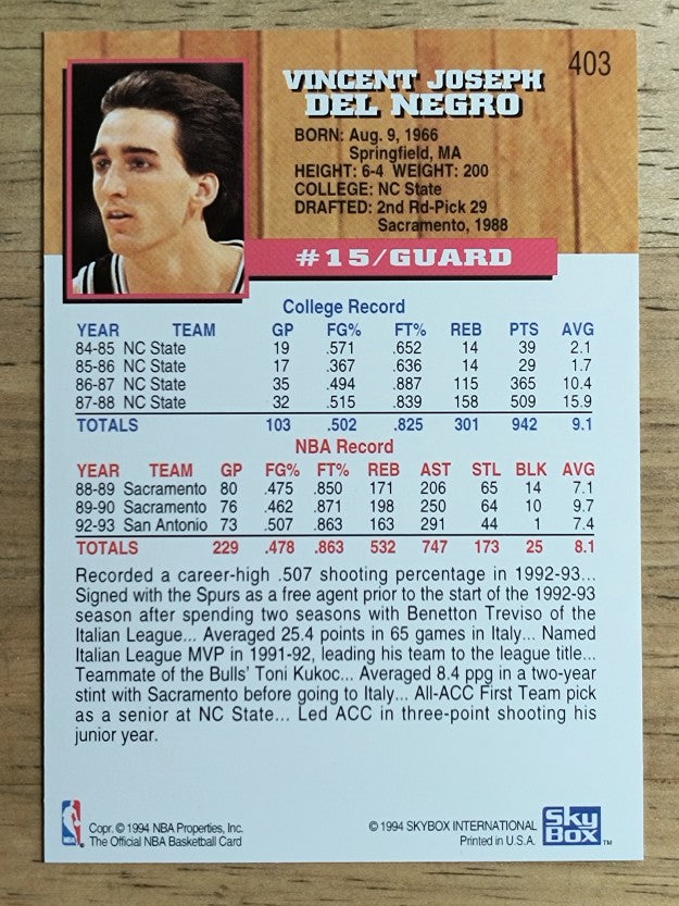 1993-94 Hoops #403 Vinny Del Negro