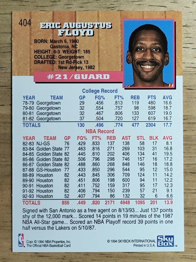 1993-94 Hoops #404 Sleepy Floyd