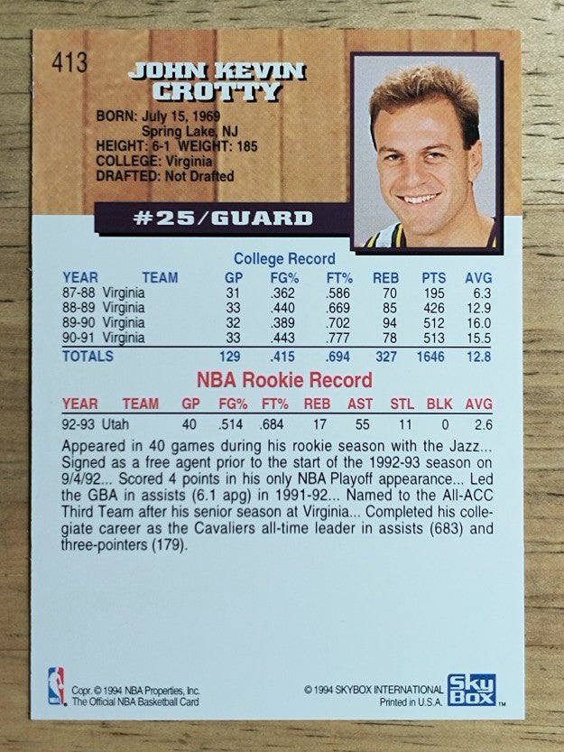 1993-94 Hoops #413 John Crotty