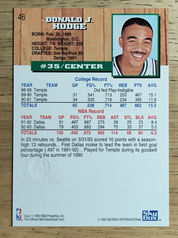 1993-94 Hoops Fifth Anniversary Gold #46 Donald Hodge
