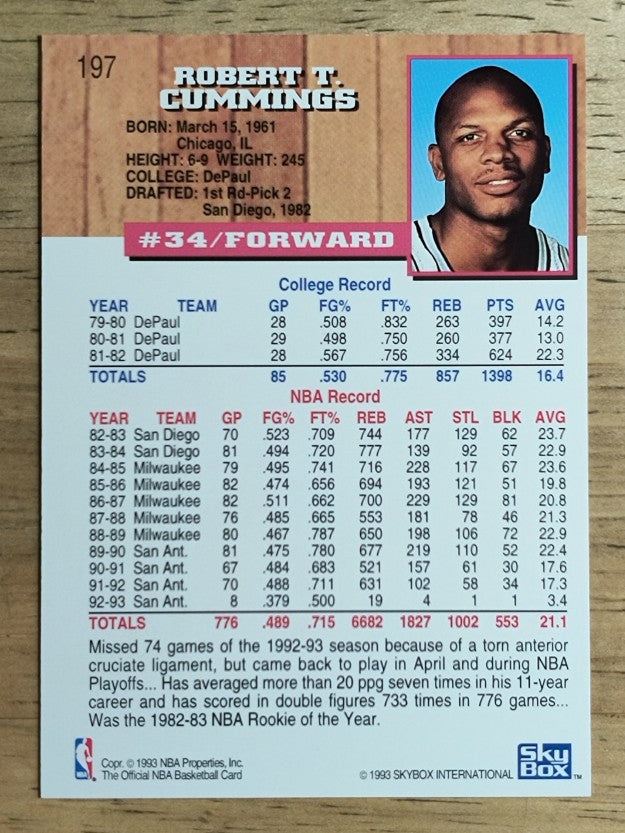 1993-94 Hoops Fifth Anniversary Gold #197 Terry Cummings