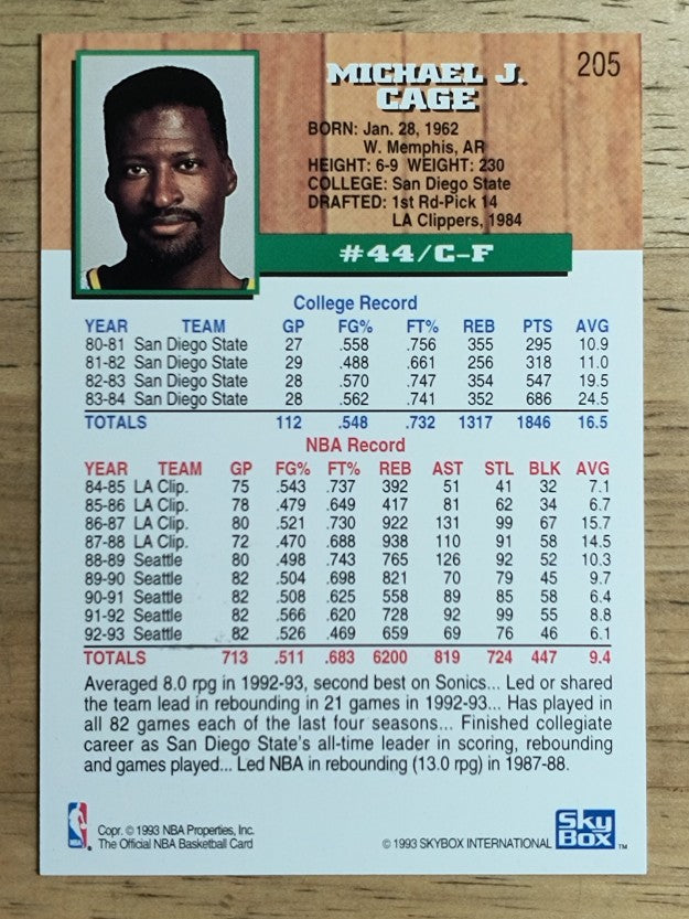 1993-94 Hoops Fifth Anniversary Gold #205 Michael Cage