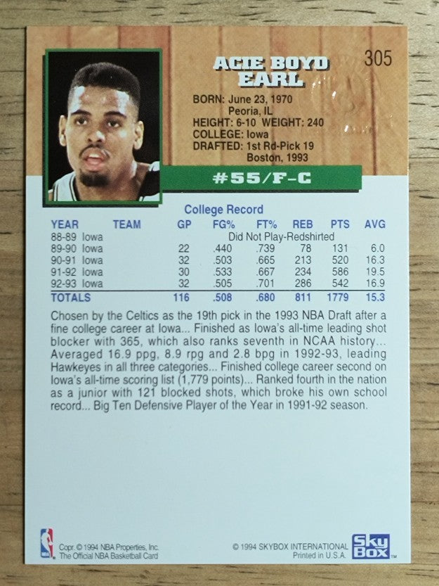 1993-94 Hoops Fifth Anniversary Gold #305 Acie Earl (NM)