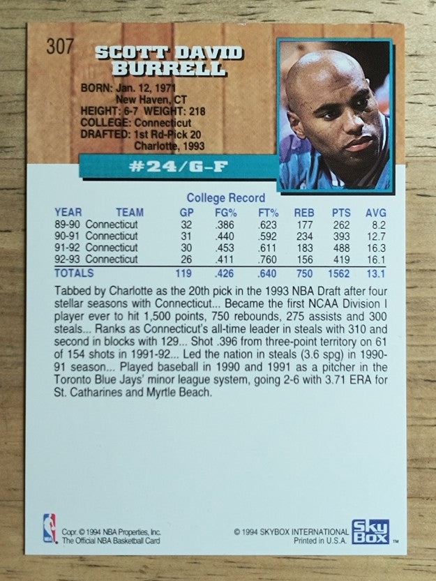 1993-94 Hoops Fifth Anniversary Gold #307 Scott Burrell (NM)