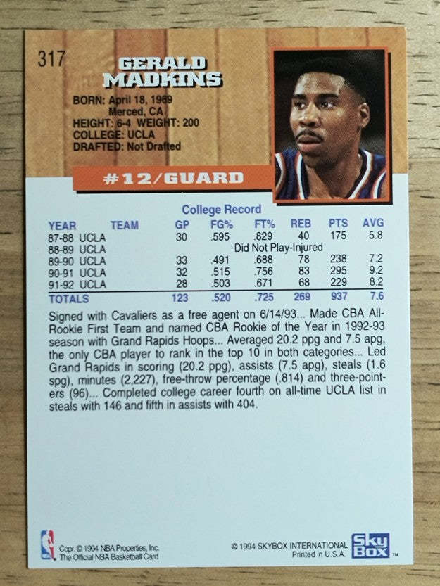 1993-94 Hoops Fifth Anniversary Gold #317 Gerald Madkins