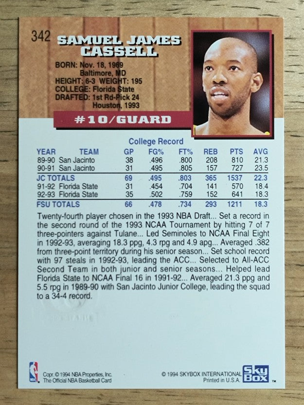 1993-94 Hoops Fifth Anniversary Gold #342 Sam Cassell (NM)