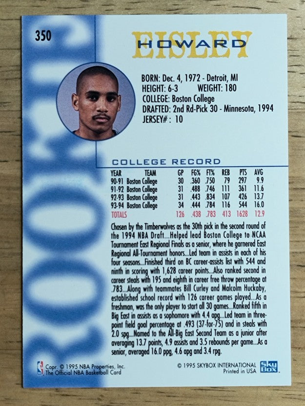 1994-95 Hoops #350 Howard Eisley RC
