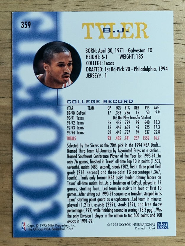 1994-95 Hoops #359 B.J.Tyler RC