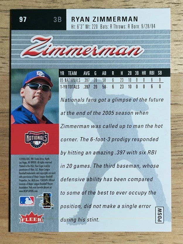 2006 Ultra #97 Ryan Zimmerman