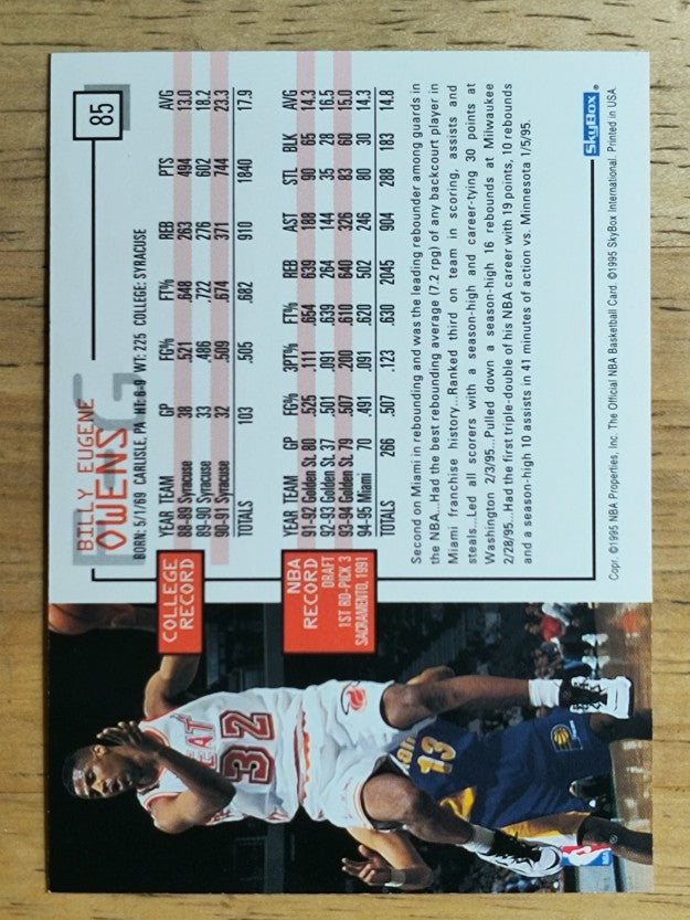 1995-96 Hoops #85 Billy Owens