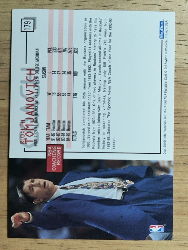 1995-96 Hoops #179 Rudy Tomjanovich CO