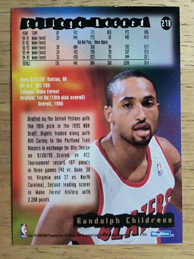 1995-96 Hoops #278 Randolph Childress RC