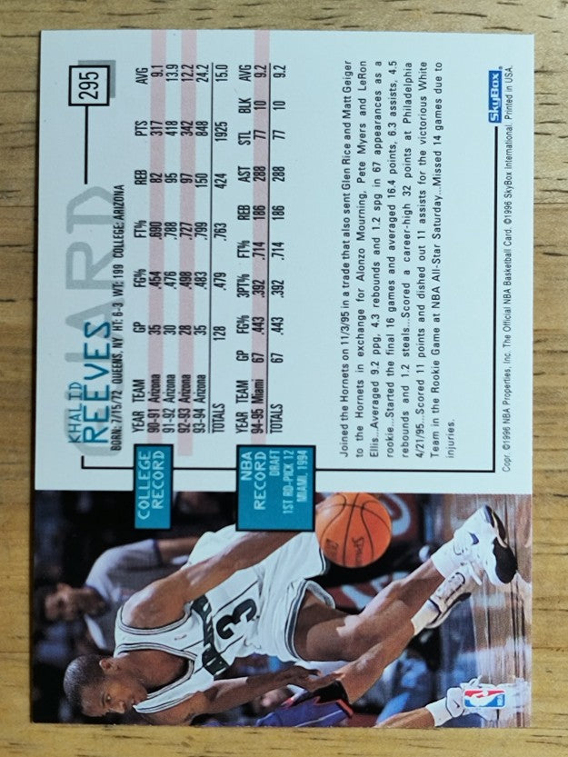 1995-96 Hoops #295 Khalid Reeves