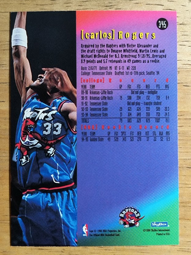 1995-96 Hoops #345 Carlos Rogers ET