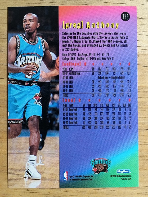 1995-96 Hoops #349 Greg Anthony ET