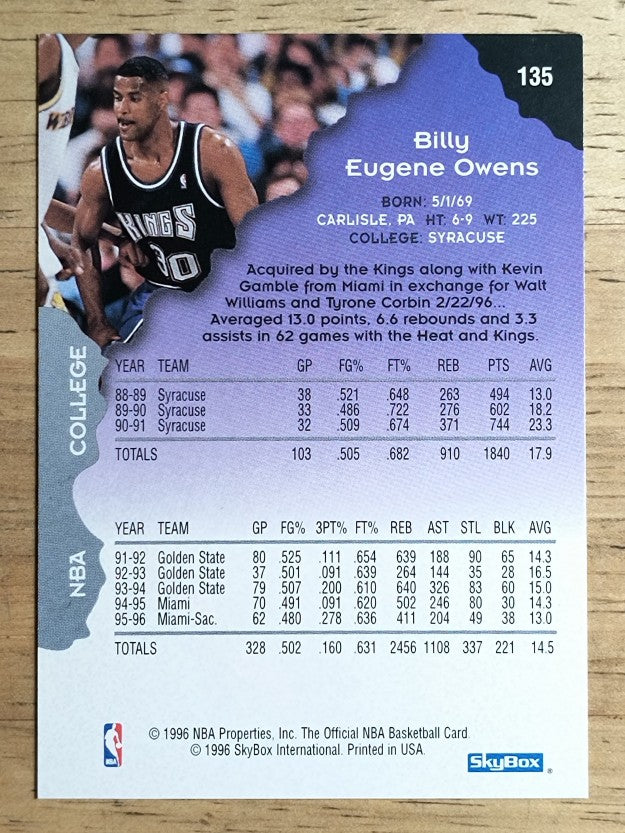 1996-97 Hoops #135 Billy Owens