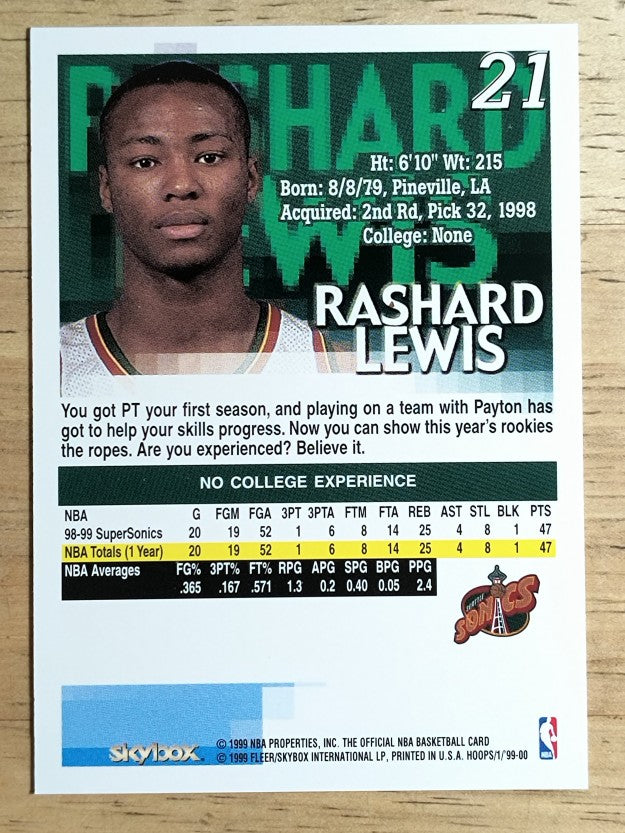 1999-00 Hoops #21 Rashard Lewis