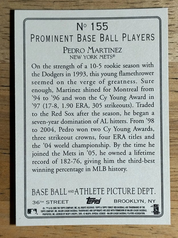 2005 Topps Turkey Red #155 Pedro Martinez SP