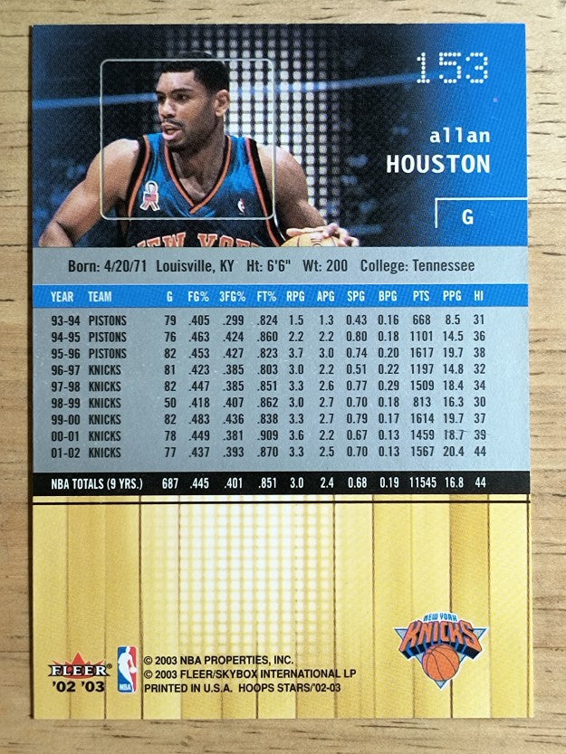 2002-03 Hoops Stars #153 Allan Houston