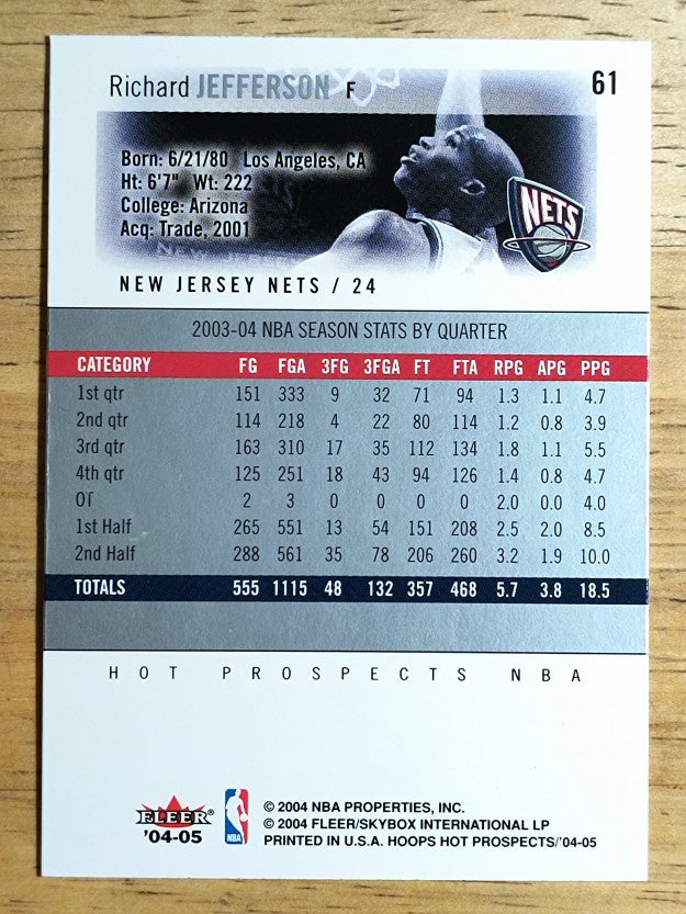 2004-05 Hoops Hot Prospects #61 Richard Jefferson