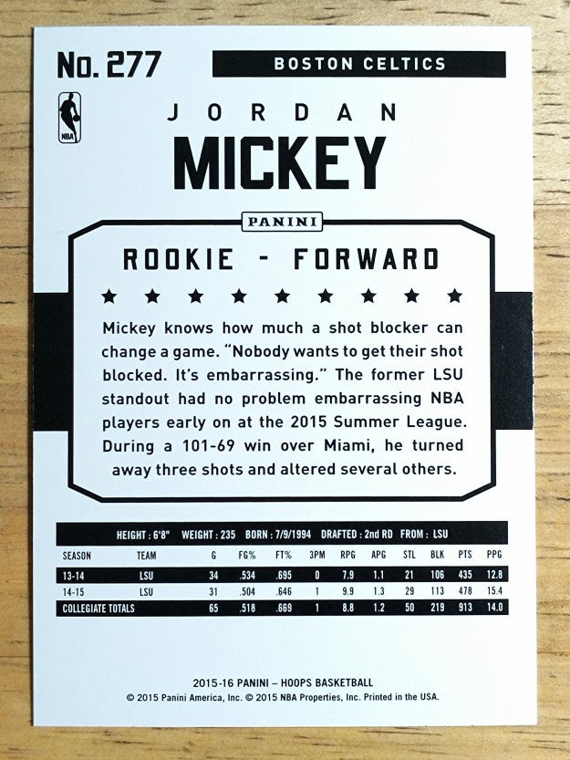 2015-16 Hoops #277 Jordan Mickey RC