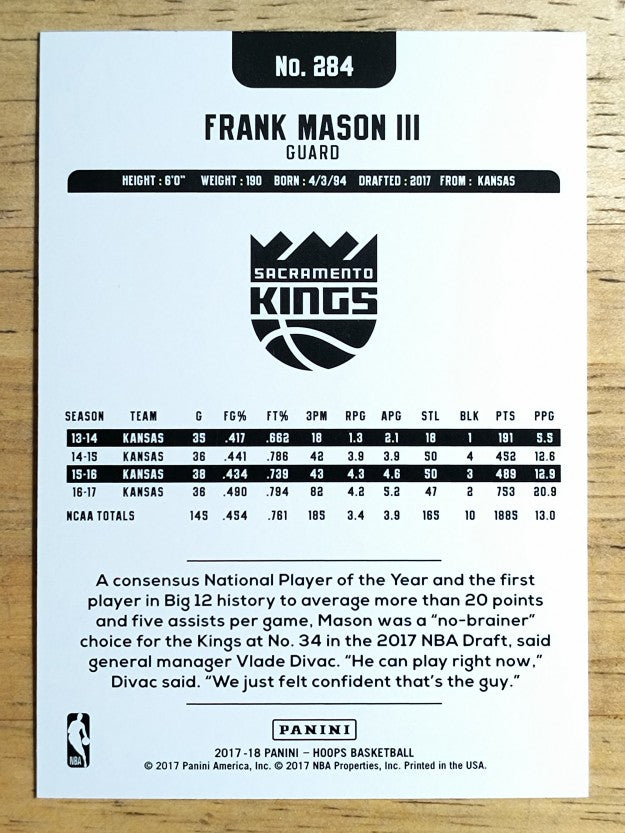 2017-18 Hoops #284 Frank Mason III RC
