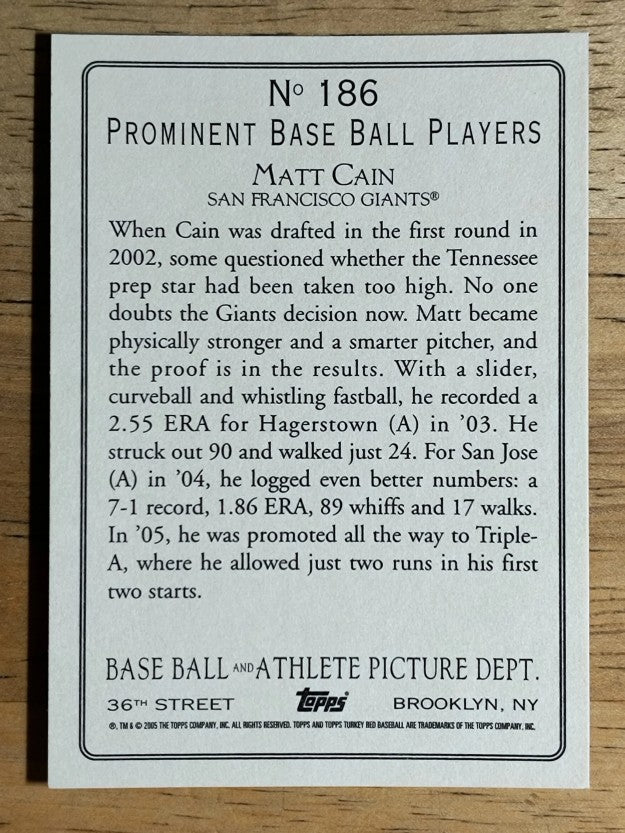 2005 Topps Turkey Red #186 Matt Cain