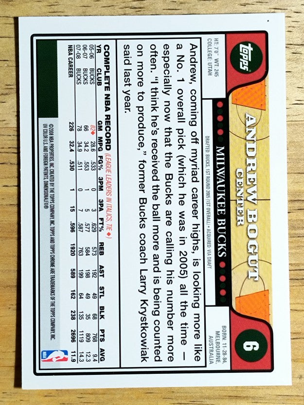 2008-09 Topps Chrome #6 Andrew Bogut