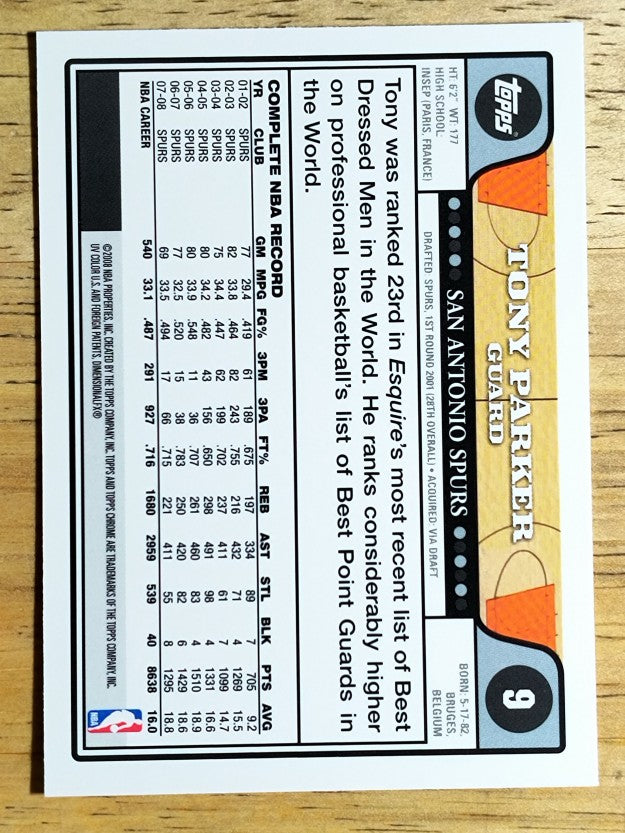 2008-09 Topps Chrome #9 Tony Parker