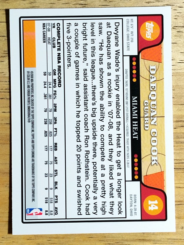 2008-09 Topps Chrome #14 Daequan Cook