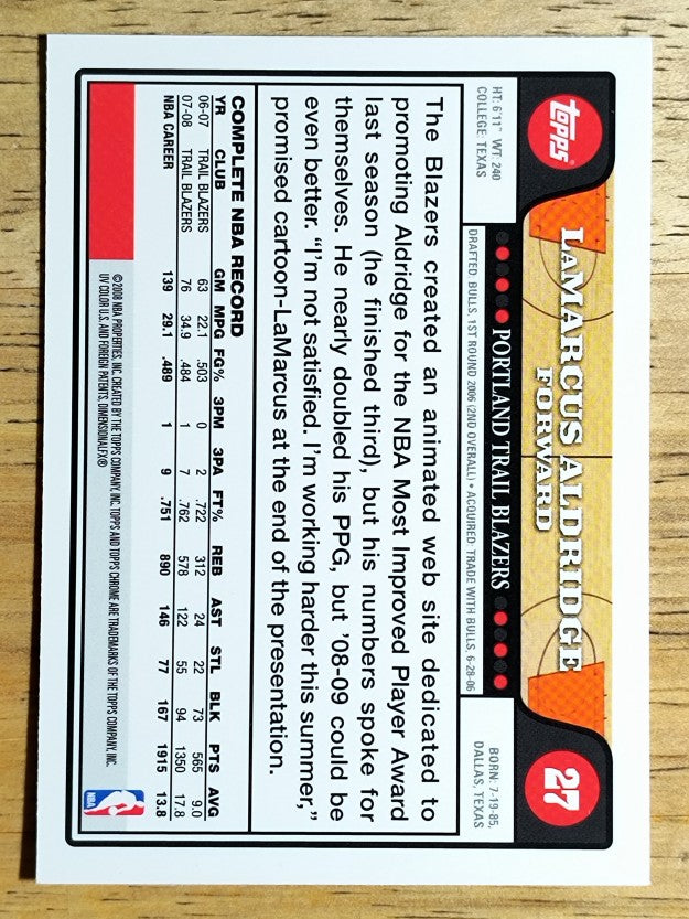 2008-09 Topps Chrome #27 LaMarcus Aldridge