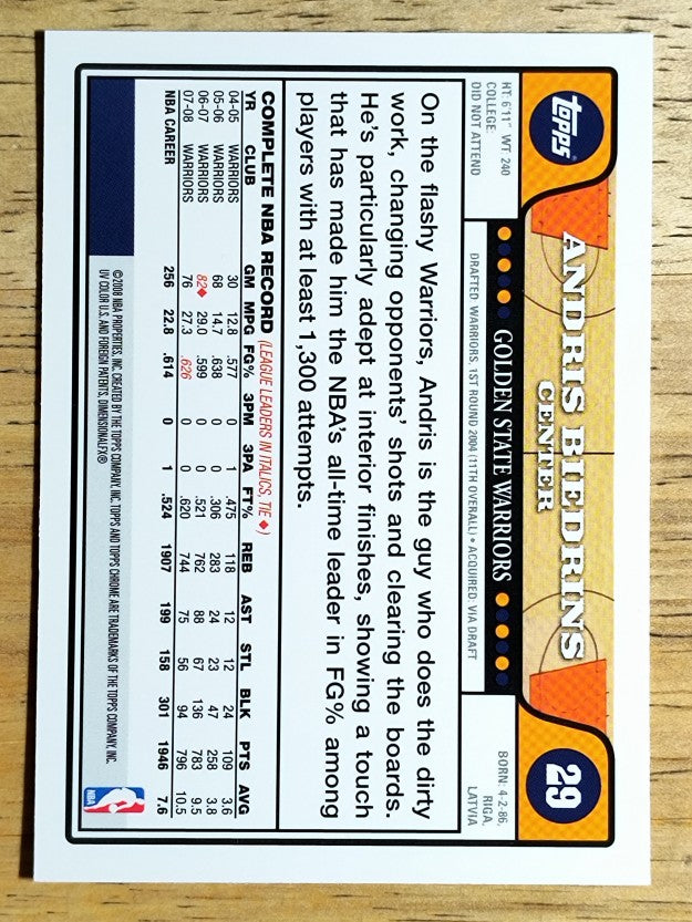 2008-09 Topps Chrome #29 Andris Biedrins