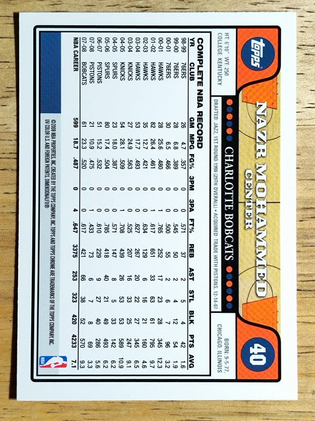 2008-09 Topps Chrome #40 Nazr Mohammed