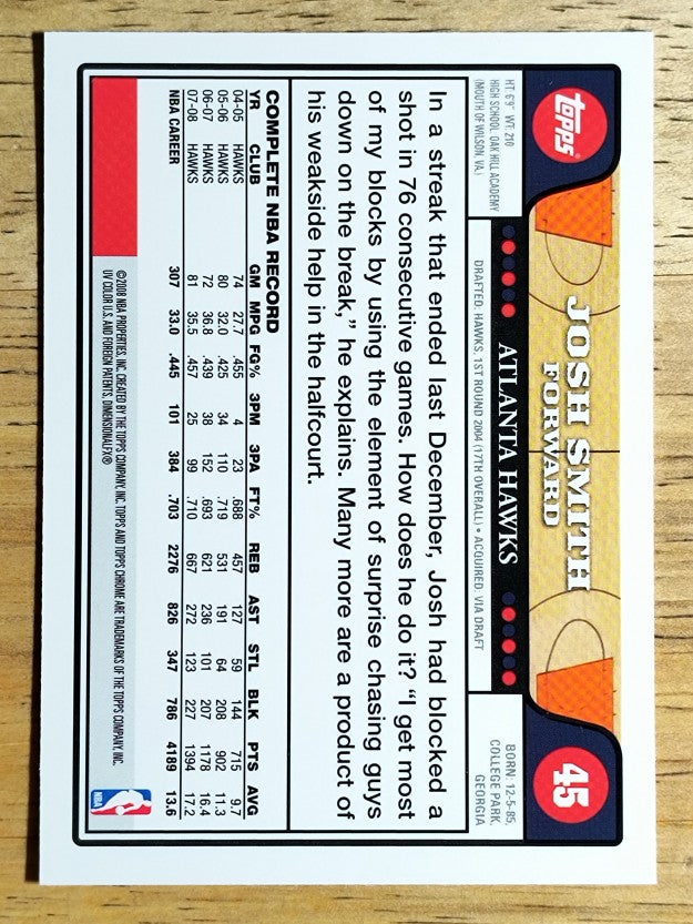 2008-09 Topps Chrome #45 Josh Smith