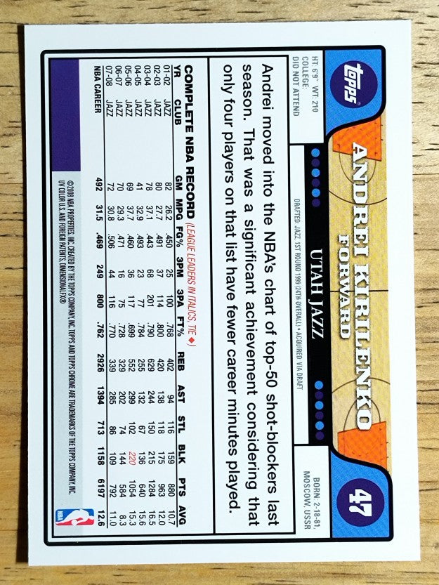 2008-09 Topps Chrome #47 Andrei Kirilenko