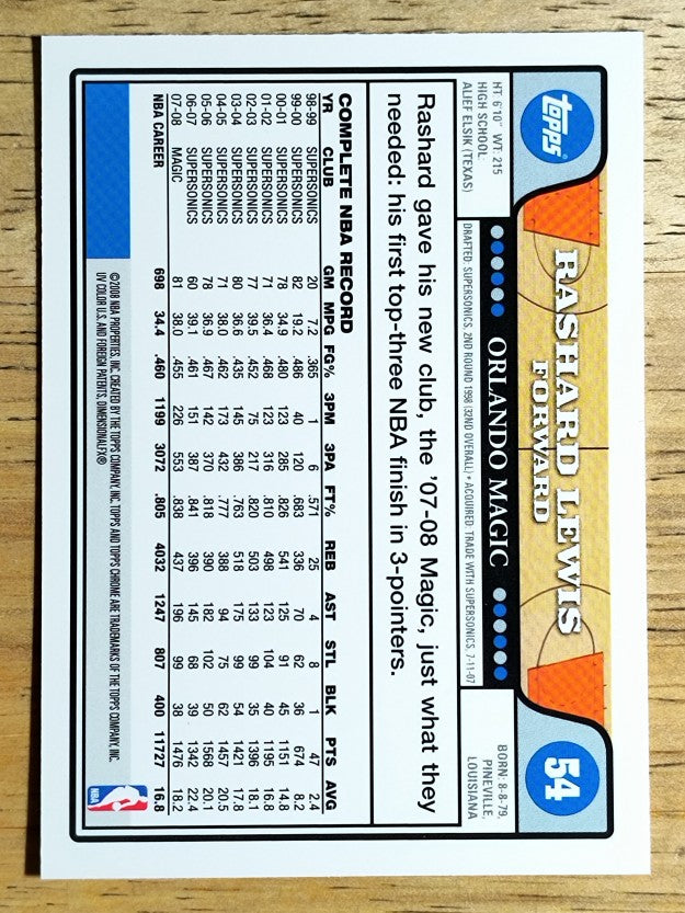 2008-09 Topps Chrome #54 Rashard Lewis