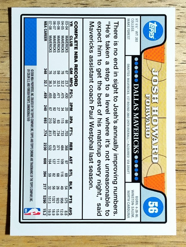 2008-09 Topps Chrome #56 Josh Howard
