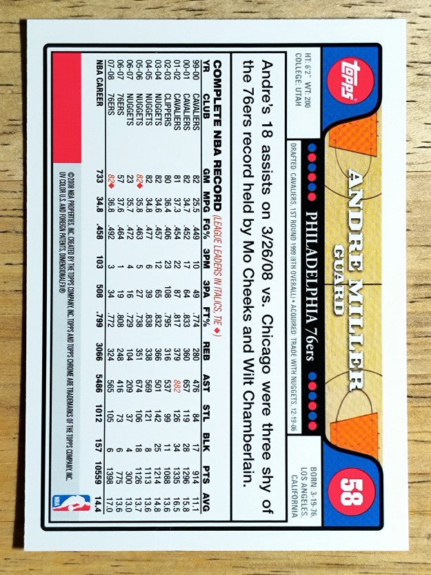 2008-09 Topps Chrome #58 Andre Miller