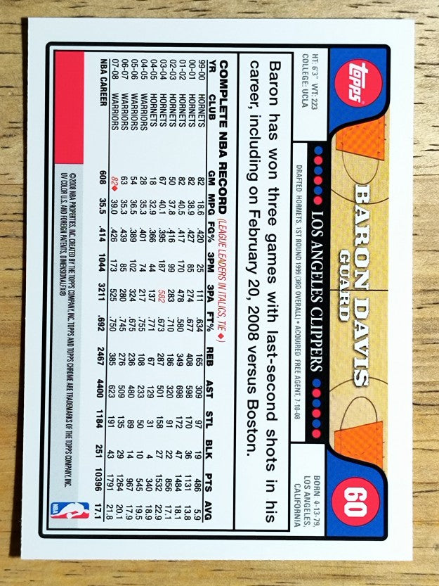 2008-09 Topps Chrome #60 Baron Davis