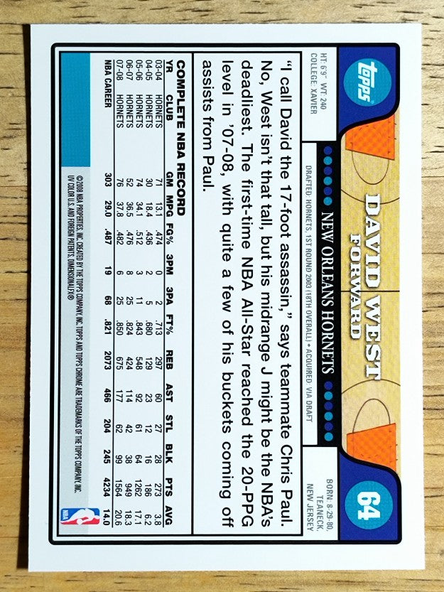 2008-09 Topps Chrome #64 David West