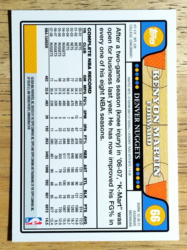 2008-09 Topps Chrome #66 Kenyon Martin