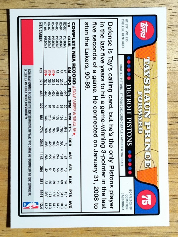 2008-09 Topps Chrome #75 Tayshaun Prince